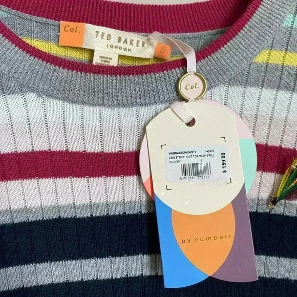 Ted Baker Striped Knit Long Sleeve Top Size 12 - Picture 3 of 9